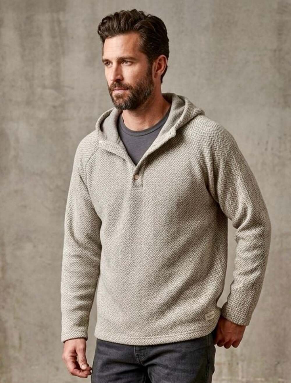 Columbia Sportswear Herringbone Knit Pullover Hoodie with Button Placket